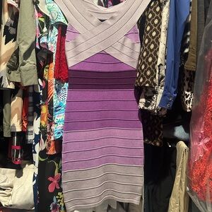 Bebe Lavender and Taupe Bandage Dress